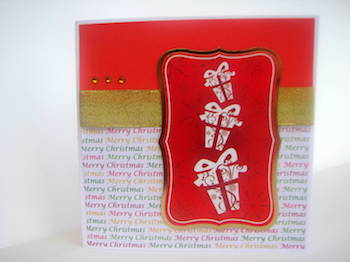 Christmas card with falling gifts die cut topper