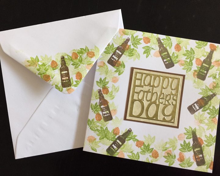 Fathers Day card with stamped beer bottles