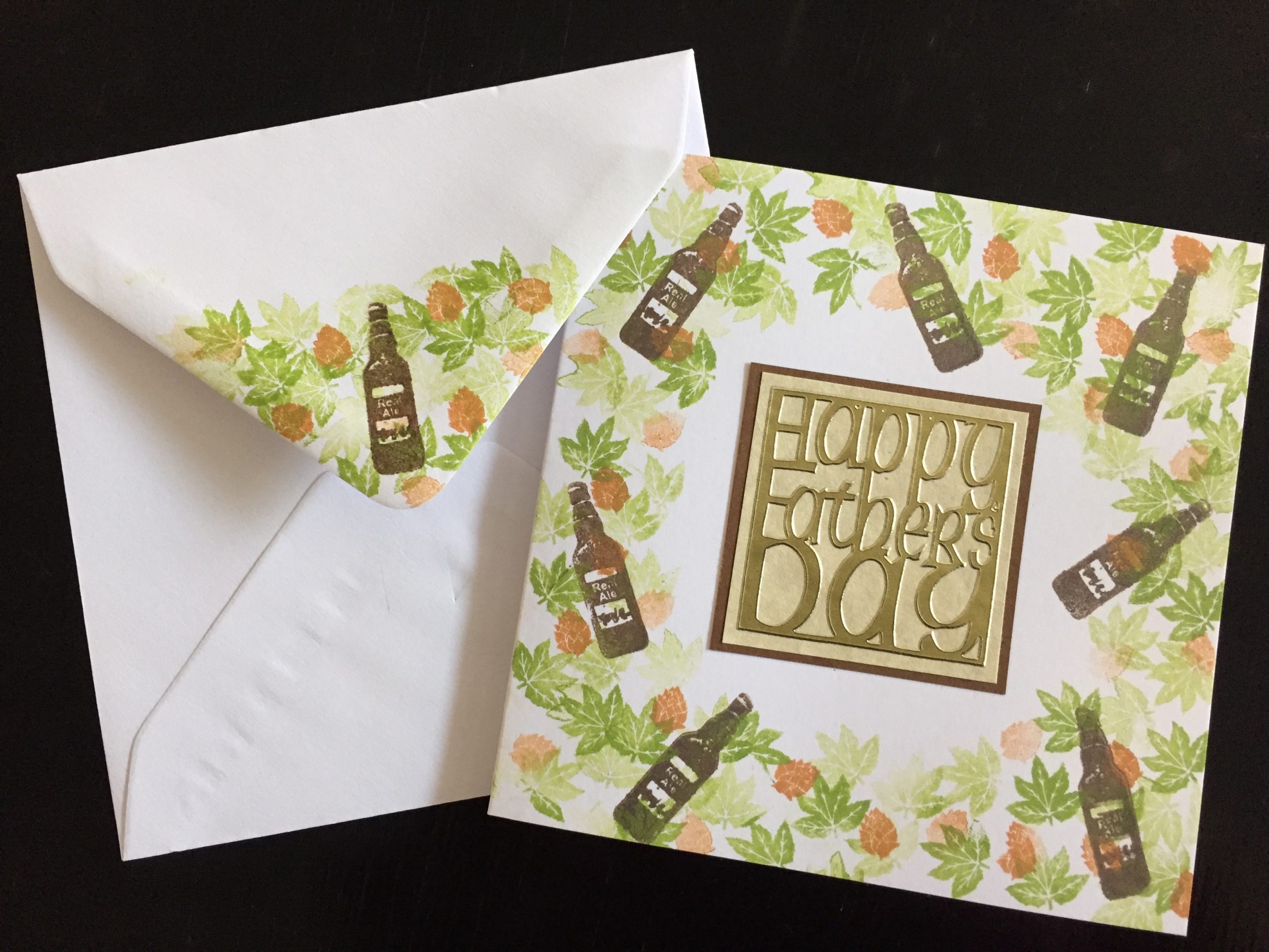 Fathers Day card with stamped beer bottles