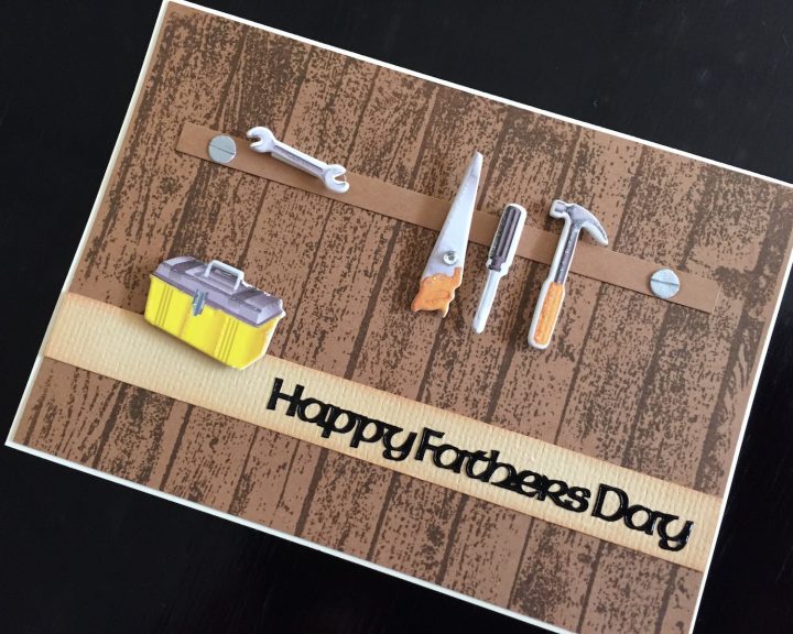 Hand made Fathers Day Card with workshop tools