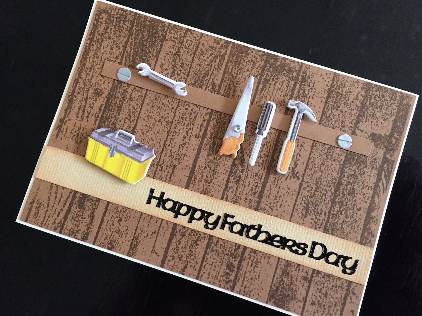 Hand made Fathers Day Card with workshop tools