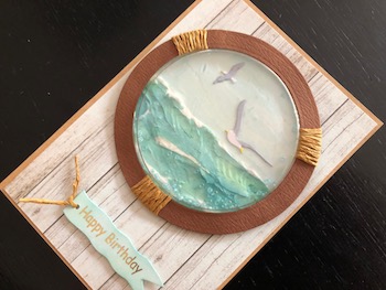 Birthday shaker card with sea view porthole