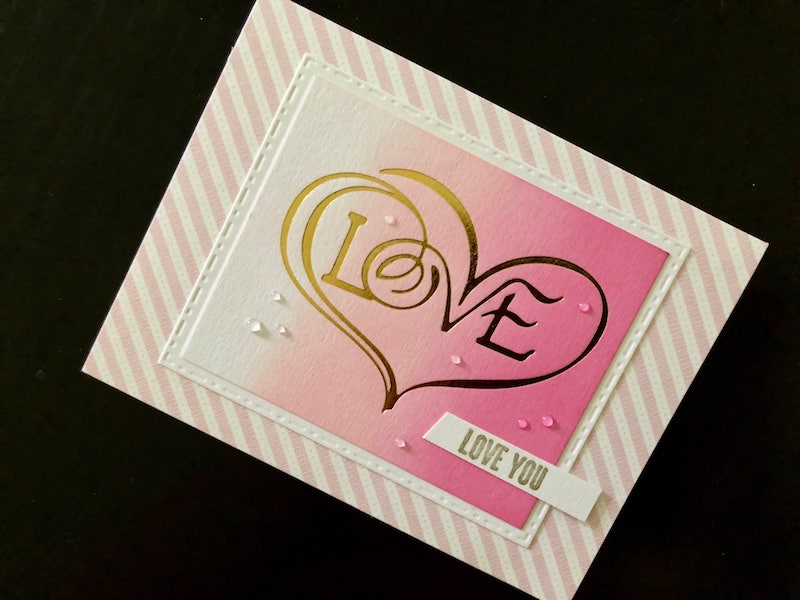 valentine card with hot foil love heart