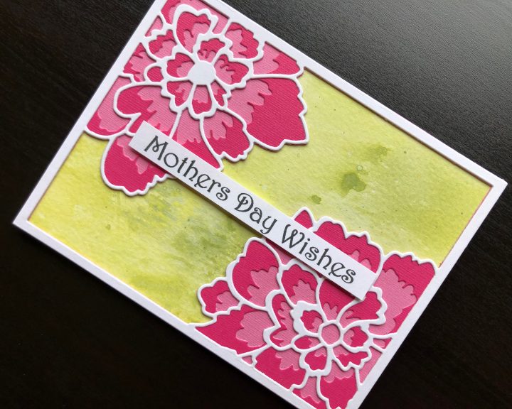Hand made Mothers Day card with layered die cut peony flowers
