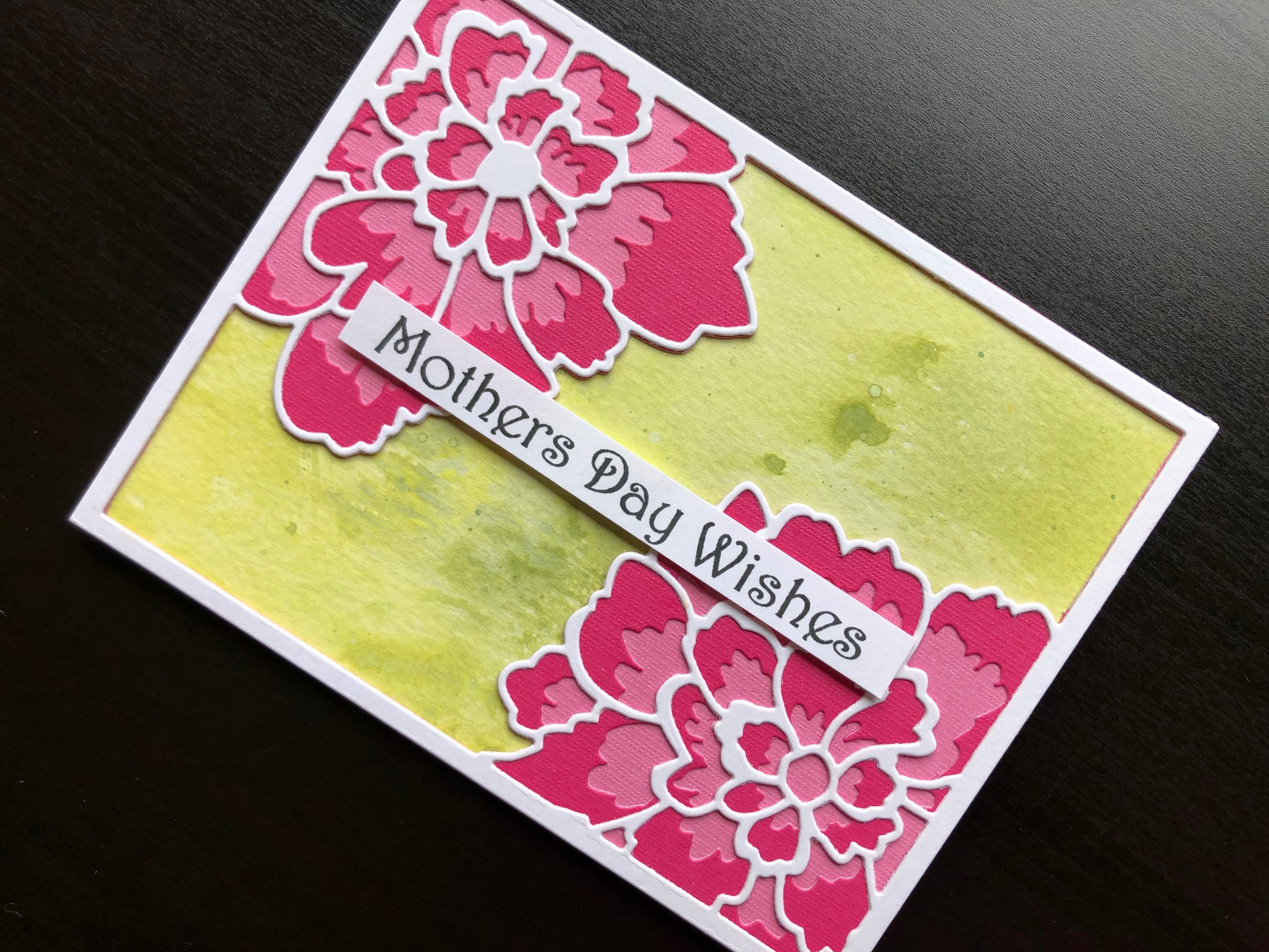 Hand made Mothers Day card with layered die cut peony flowers