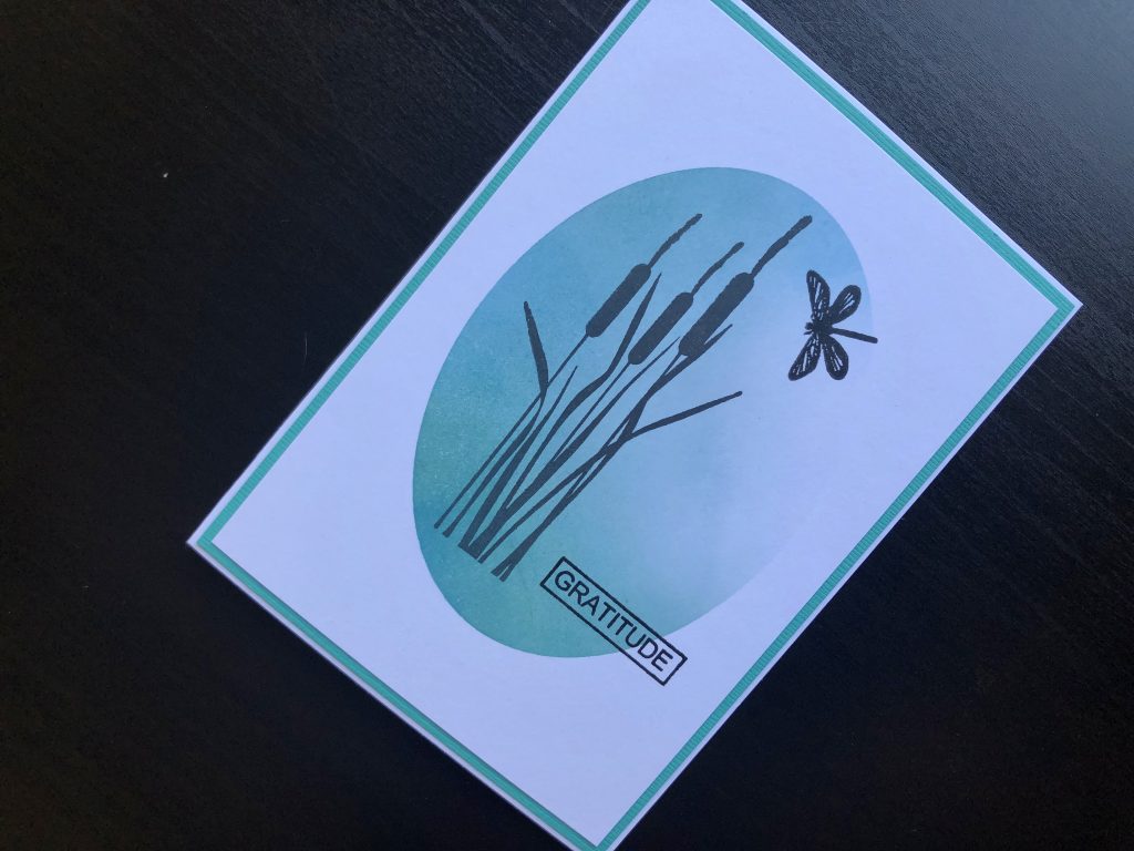 Hand made thank you card with stamping and masking