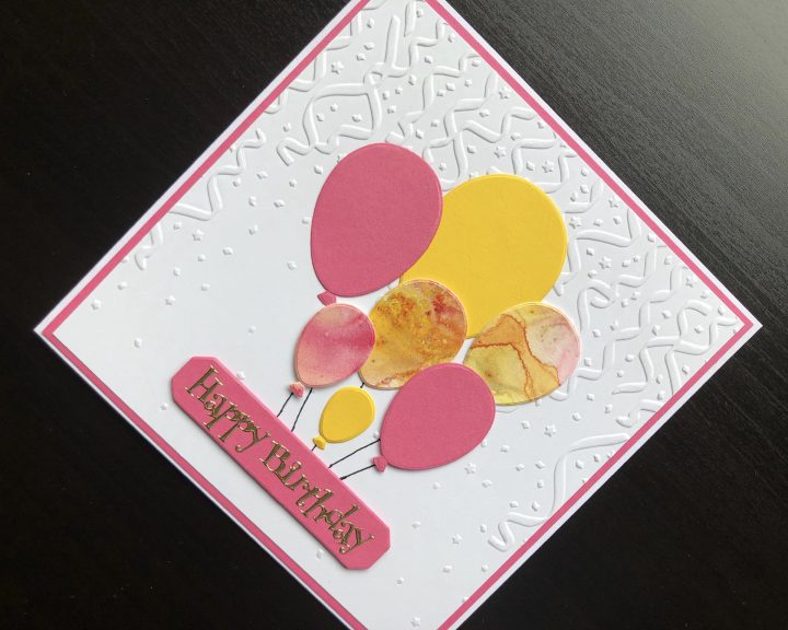 Hand made birthday card with die cut balloons