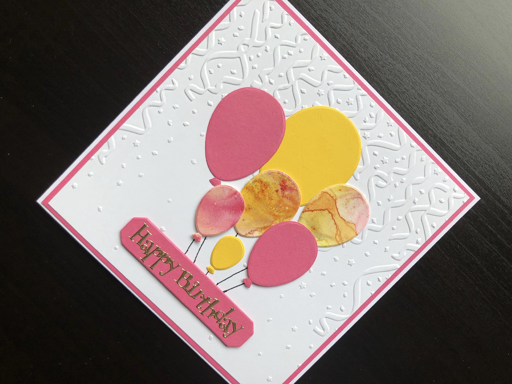 Hand made birthday card with die cut balloons