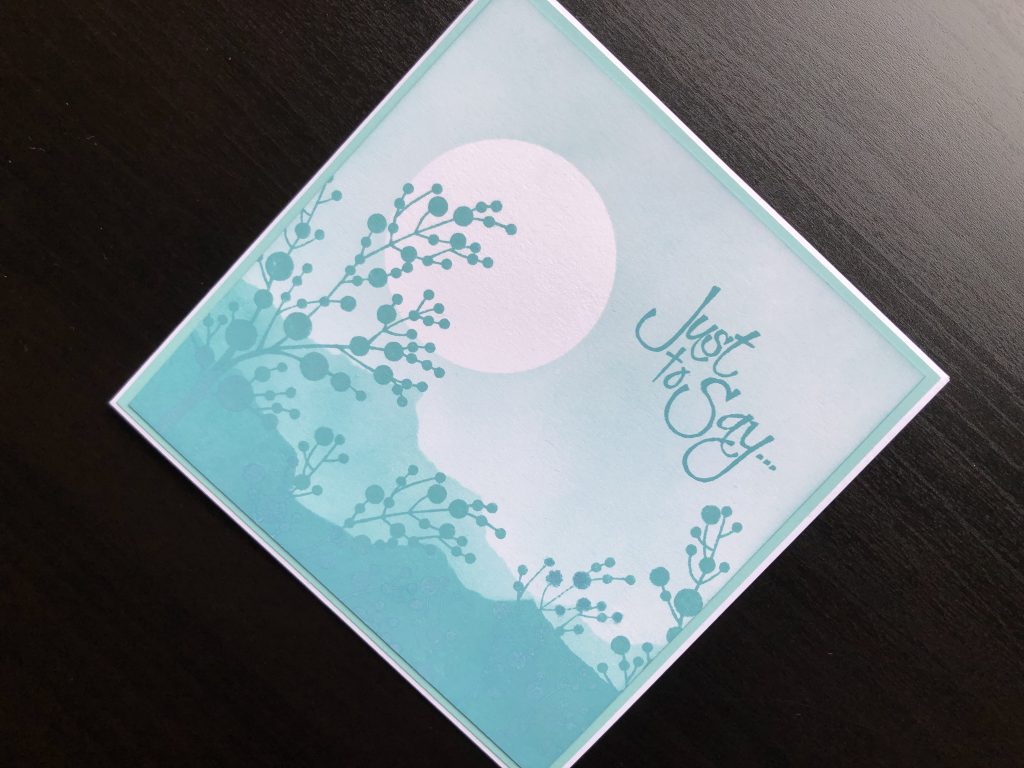 Hand made monochrome, 2d card with silhouette stamping and masking.