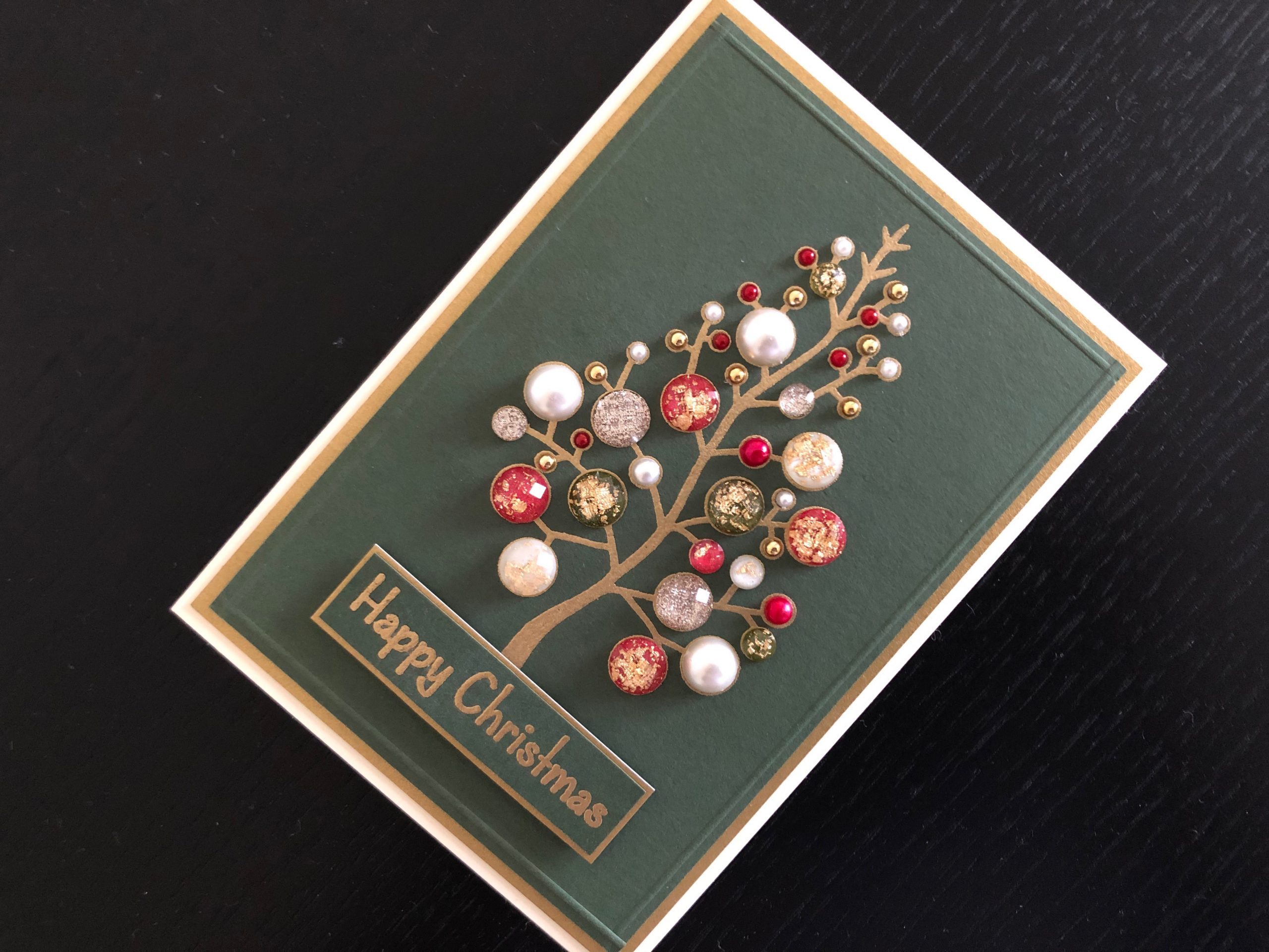 Hand made Christmas card with adhesive jewels