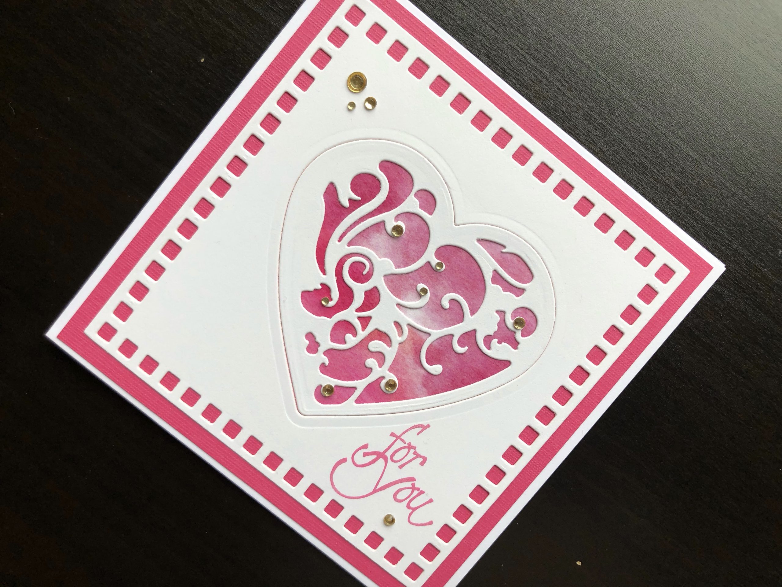 Hand made Valentine card with die cut heart