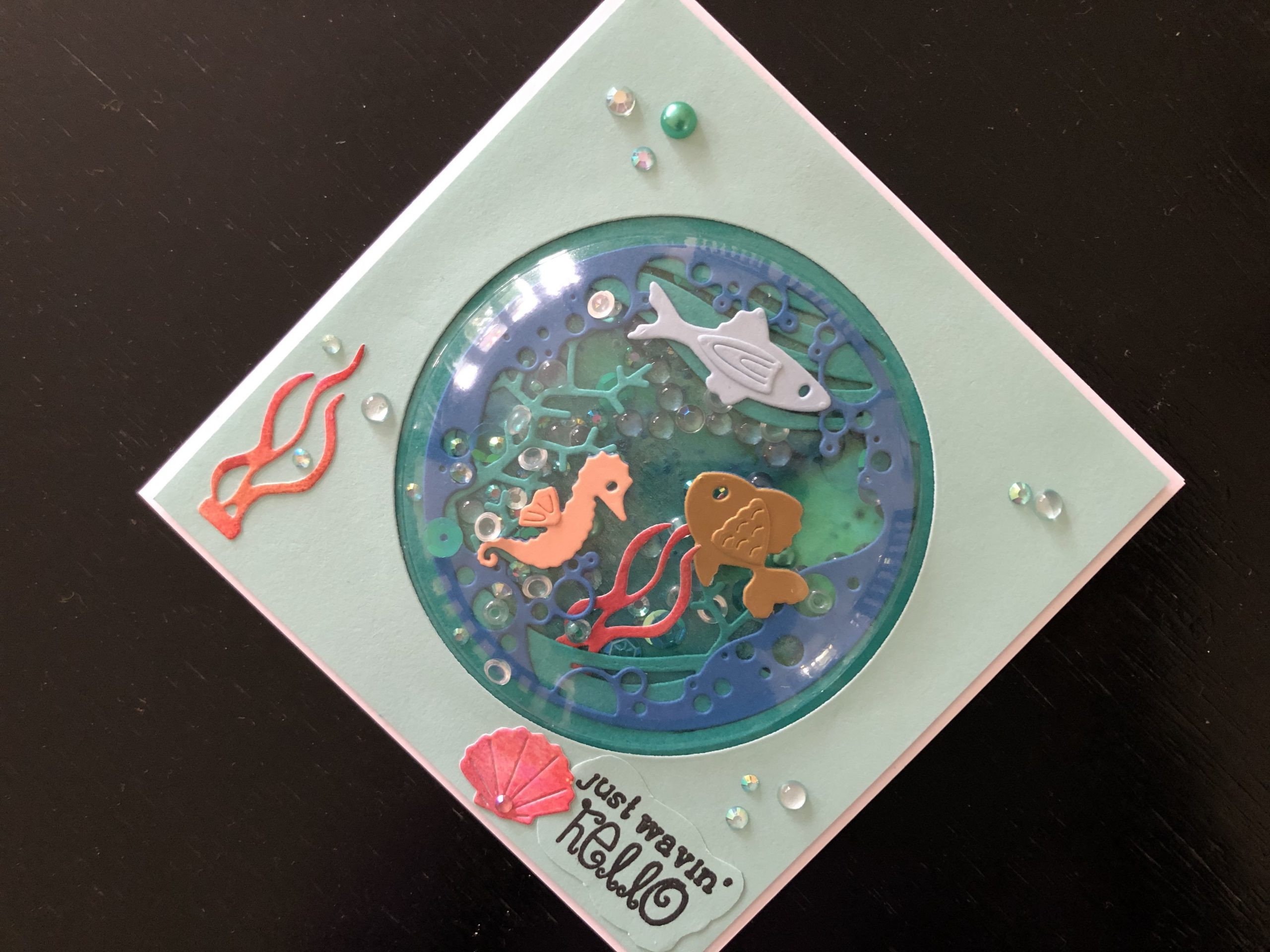 Hand made shaker card with under the sea scene