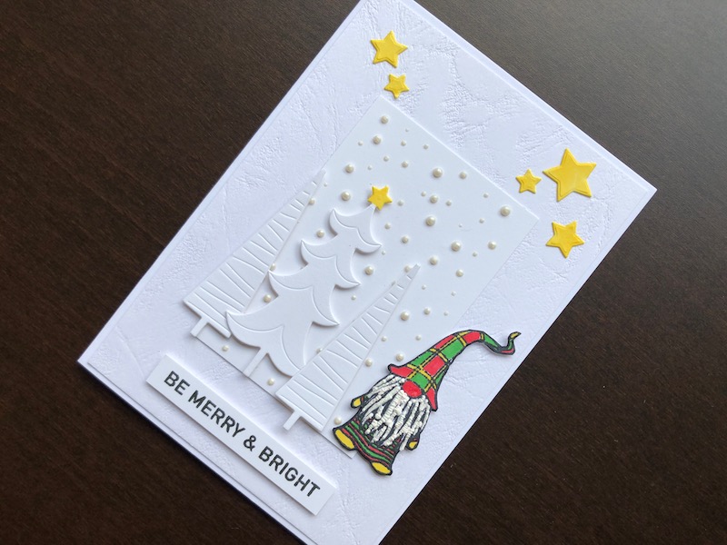 Hand made Christmas card with gnome and snowfall effect