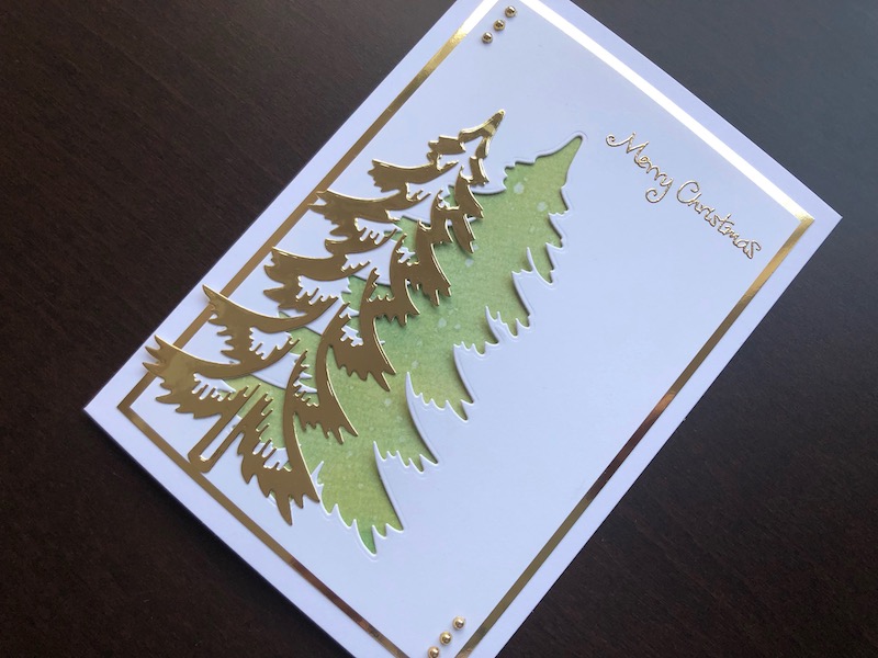 hand made Christmas card with die cut Christmas tree