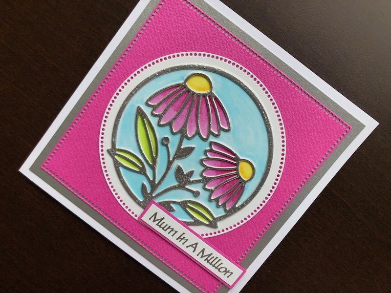 Hand made Mother's Day card with die cut stained glass Gerber
