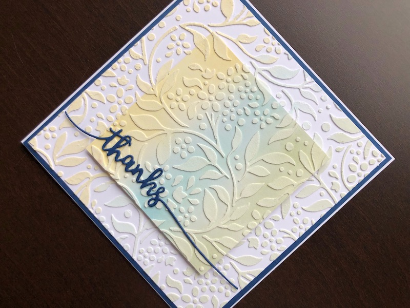 Hand made thank you card with double layer stencilling