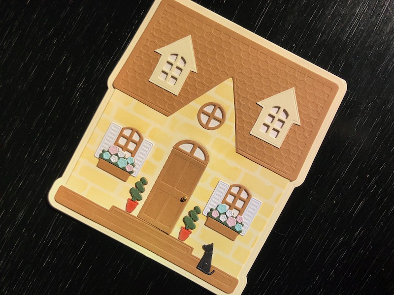 hand made cottage shaped new home card