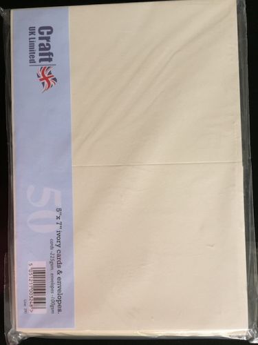 5 x 7 Inch Ivory Blank Cards and Envelopes Bulk Pack