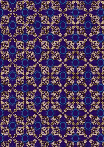 Indian Gold and Blue Shapes Background Paper