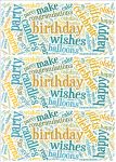 Blue and Beige Birthday Word Cloud Paper