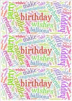 Bright Birthday Word Cloud Paper