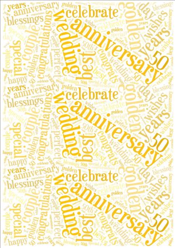 Golden Wedding Anniversary Word Cloud Paper