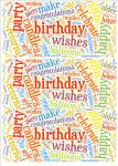 Primary Colours Birthday Word Cloud Paper