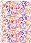 Purple and Orange Birthday Word Cloud Paper