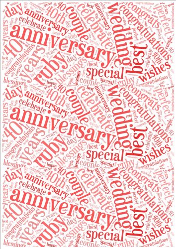 Ruby Wedding Anniversary Word Cloud Paper