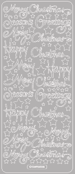 Silver Christmas Greetings and Stars Peel Off