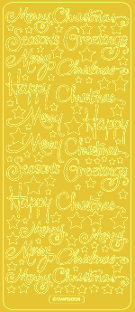 Gold Christmas Greetings and Stars Peel Off