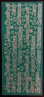 Merry Christmas Peel Off Stickers Gold on Green