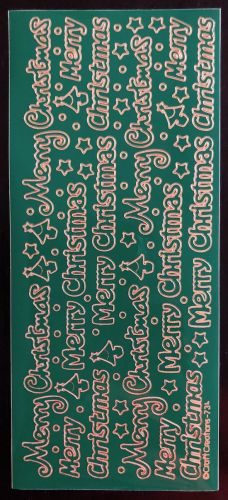 Merry Christmas Peel Off Stickers Gold on Green