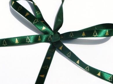 Green and Silver Christmas Tree Ribbon