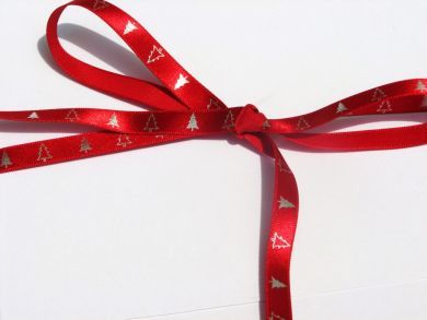 Red and Silver Christmas Tree Ribbon