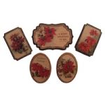 Vintage Poinsettia Christmas Embellishments