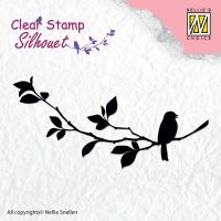 Birdsong 1 Bird on Branch Silhouette Stamp