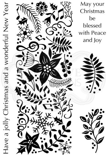 Christmas Panel and Foliage Clear Stamp Set