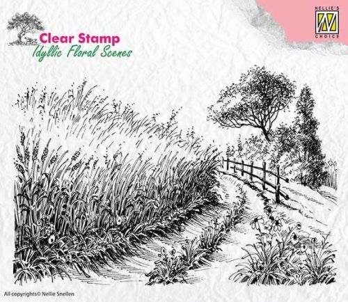 Cornfield and Country Road Clear Stamp