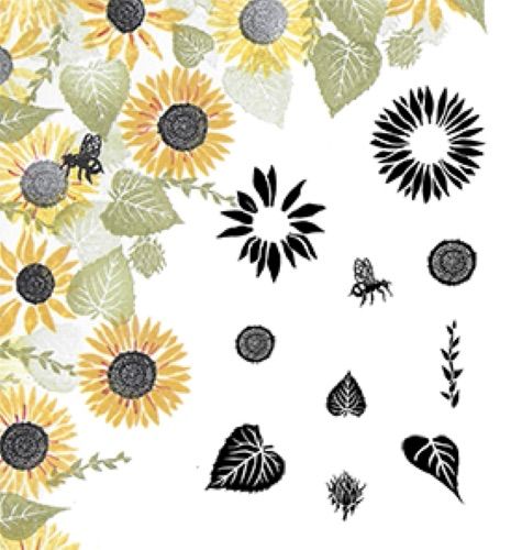 Cardio Majestix Sunny Sunflowers Clear Stamp Set