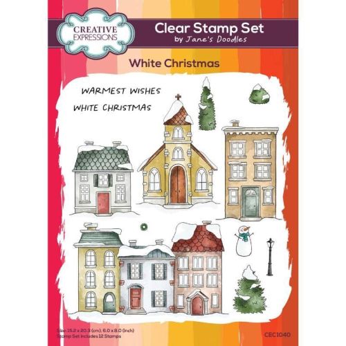 White Christmas Houses Clear Stamp Set