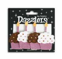 Glitter Cupcake Card Toppers Brown and Pink