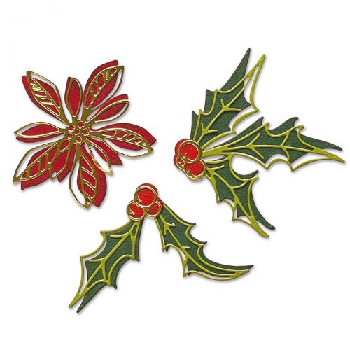Sizzix Poinsettia and Holly Seasonal Sketch Die Set