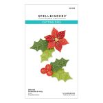 Stitched Poinsettia and Holly Die Set