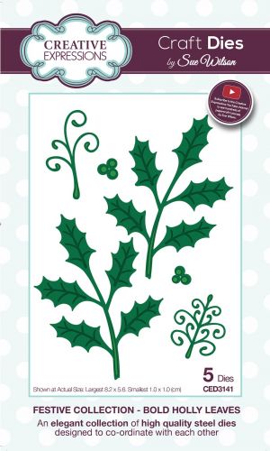 Sue Wilson Bold Holly Leaves Die Set