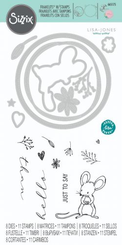 Hello Mouse Floral Circle Stamp and Die Set