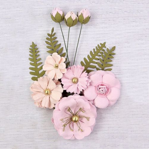 Lucinda Mulberry Paper Flowers and Buds Pink