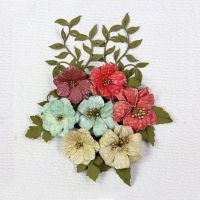 Assorted Hand Made Paper Flowers and Leaves