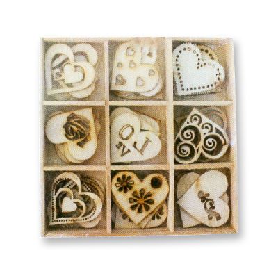 Wooden Heart Shaped Embellishments