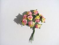 Yellow and Pink Mulberry Paper Roses